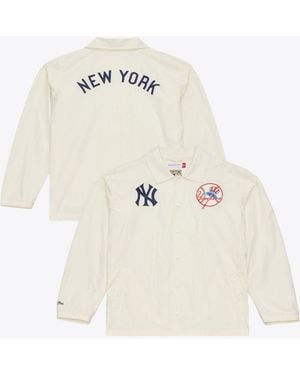 Mitchell & Ness Mitchell Ness New York Yankees Cooperstown Collection Retro Roots Full-snap Coaches Jacket - White