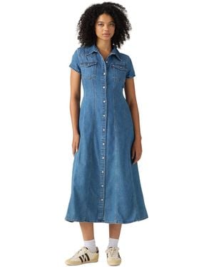 Levi's Western Fit & Flare Midi Denim Dress - Blue