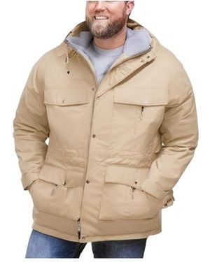 Boulder Creek Big & Tall By Kingsize Fleece-lined Parka With Detachable Hood And 6 Pockets - Natural