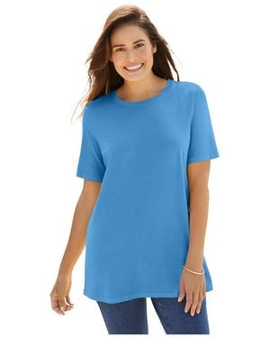 Woman Within Within Perfect Short-sleeve Crewneck Tee - Blue