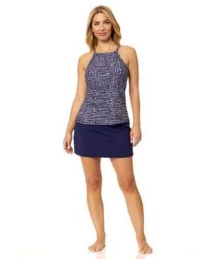 Island Escape Cali High Neck Underwire Tankini Top La Palma High Waist Tummy Control Swim Skirt Macys Exclusive - Blue