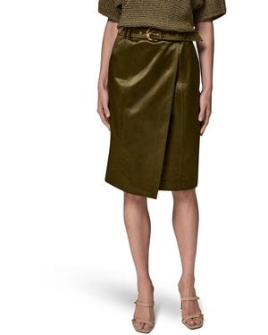 Donna Karan Glazed Cotton Belted Skirt - Green