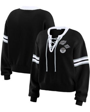 WEAR by Erin Andrews Los Angeles Kings Cropped Lace-up Sweater - Black