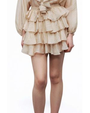 Nocturne Frilled Mini Skirt - Natural