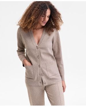 INC International Concepts Rhinestone V-neck Cardigan - Brown