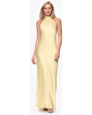 Xscape Petite Sleeveless Tie-neck Long Gown - White