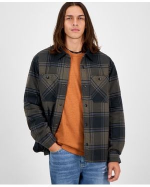 Sun & Stone Sun + Stone Mack Long Sleeve Snap-front Plaid Shirt Jacket - Blue