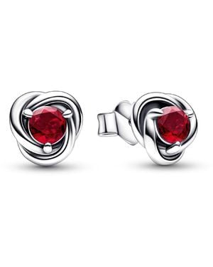 PANDORA July True Eternity Circle Stud Earrings - Red