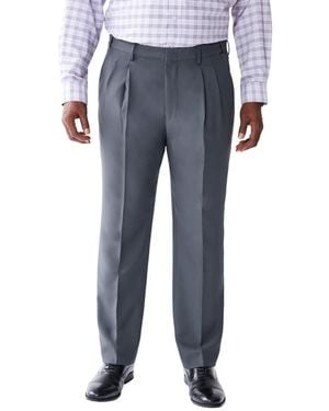 Kingsize Big & Tall Easy Movement Pleat-front Expandable Dress Pants - Blue