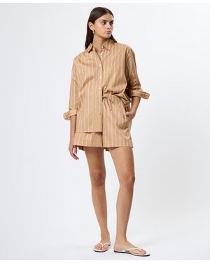 French Connection Alexis Poplin Striped Shorts - Natural