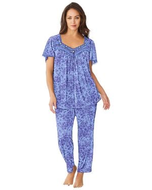 Only Neccessities Plus Size Only Necessities Silky 2-piece Pj Set - Blue