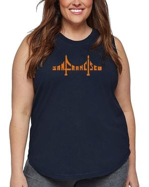 LA Pop Art Plus Size San Francisco Bridge Word Art Tank Top - Blue