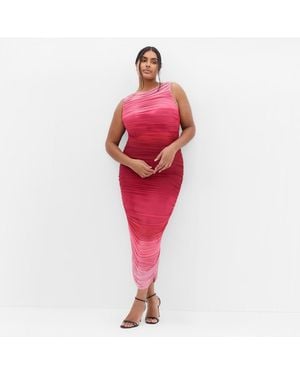 City Chic Plus Size Halo Ombre Dress - Red