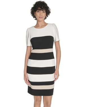 tommy hilfiger dress black and white Tommy Hilfiger Women's Striped Sheath Dress Pink White Black Size 6