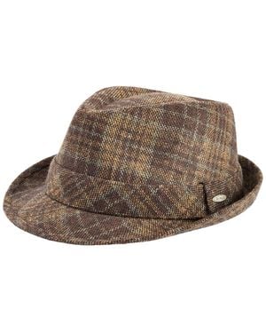 Scala Plaid Snap-brim Fedora Hat - Brown