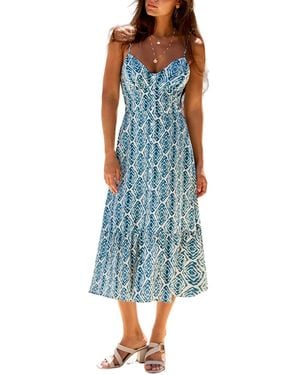 CUPSHE Saddle Up Geo Midi Beach Dress - Blue