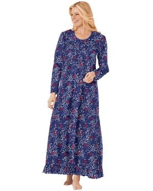 Dreams & Co. Plus Size Long-sleeve Gown - Blue