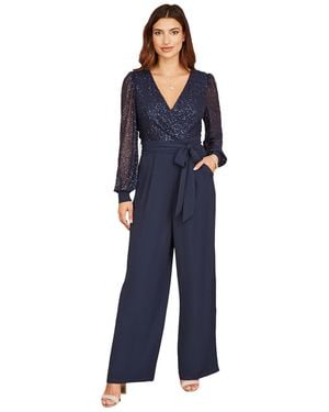 Yumi' Long Sleeved Sequin Jumpsuit - Blue