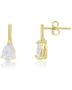 The Lovery Cz Pear Bar Drop Earrings 14k Gold-plated Sterling Silver - White