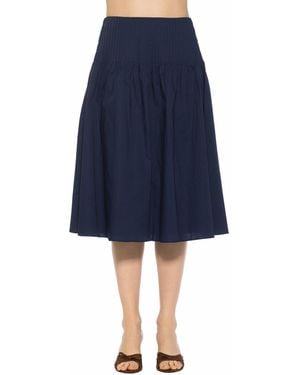 Alexia Admor Esme Pintuck Waist Full Poplin Skirt - Blue
