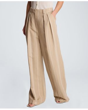 Kenneth Cole High-rise Fly-front Pleated Wide-leg Pants - Natural