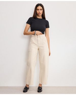 GOOD AMERICAN Cropped Barrel Pants - Natural