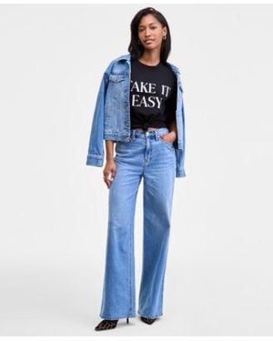 On 34th High Rise Wide Leg Jeans 0 Short 26w Macys Exclusive - Blue