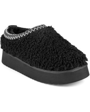 Earth Freyya Round Toe Platform Casual Slip-on Mules - Black