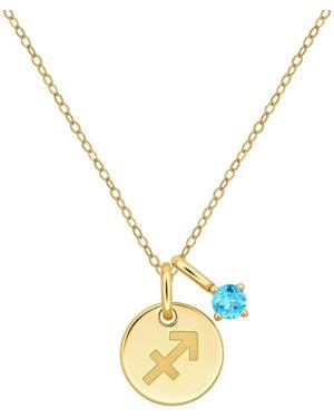 Macy's Blue Topaz Sagittarius Zodiac Pendant Necklace (1/6 Ct. T.w. - Metallic