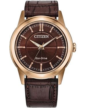 Citizen Rolan Leather Strap Watch 41mm - Metallic