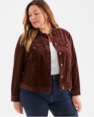 Style & Co. Plus Size Corduroy Button-front Jacket - Brown