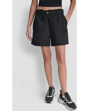 DKNY Mid-rise Bungee Waist Shorts - Black