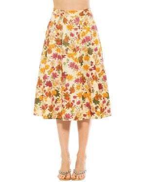 Alexia Admor Illia Pleated Midi Skirt With Waistband - Yellow
