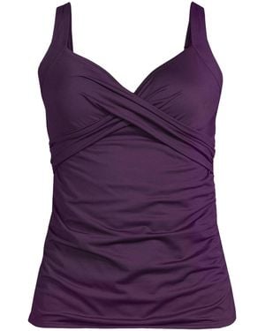 Lands' End Petite Sweetheart Wrap Underwire Tankini Top - Purple