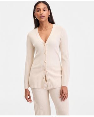 INC International Concepts Rib-knit Long Cardigan - Natural