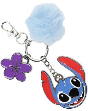 Disney Lilo And Stitch Multi-charm And Pom Pom Keychain - Blue