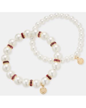 Charter Club 2-pc. Set Stone & Imitation Pearl Stretch Bracelets - White