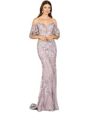 Lara Off Shoulder Mermaid Lace Gown - Purple