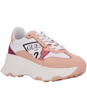 Guess Calebb Chunky Platform Fashion Sneakers - Pink