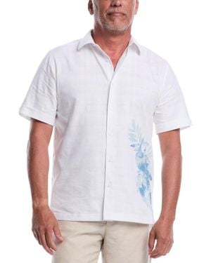 Cubavera Tropical Placement Print Short Sleeve Button-front Shirt - White