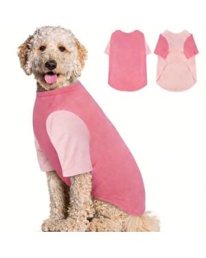 Aronkl 2 Pack Breathable Cotton Spandex Dog T-shirts - Pink