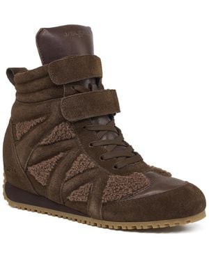J/Slides Tall High-top Wedge Suede Sneakers - Brown