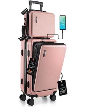 Travelarim 22" Hard Shell Lightweight Carry On luggage Airline Approved - Pink