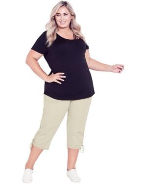 Avenue Plus Size Cotton Cinch Capri - Blue