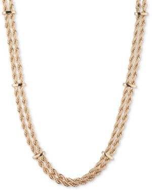 Ralph Lauren Tone Double Rope Chain 16" Collar Necklace - Metallic
