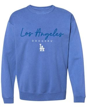 Soft As A Grape Los Angeles Dodgers Pigment Dye Crewneck Relaxed-fit Sweatshirt - Blue