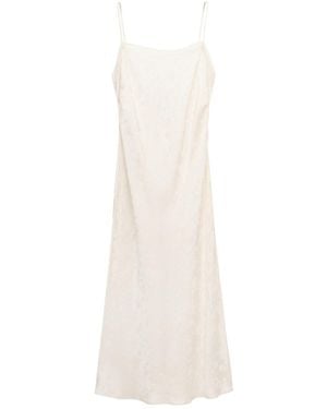 Mango Selection Floral Jacquard Slip Dress - White