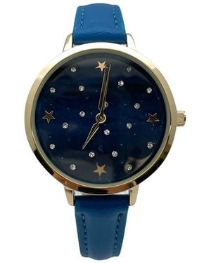 Olivia Pratt Stars And Rhinestones Faux Leather Watch - Blue