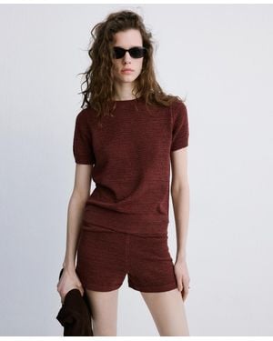 Mango Fitted Knitted Shorts - Red