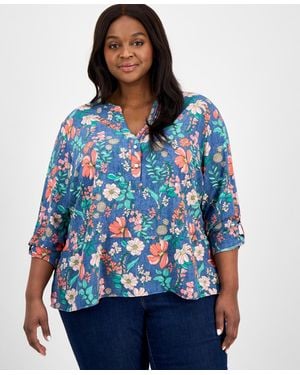 Tommy Hilfiger Plus Size Cotton Metallic Clip-dot Popover